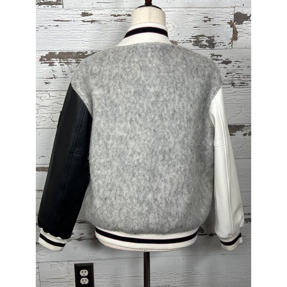 THE GREII ACS Varsity Jacket Letter C Gray/Black/White Sz M NWT - Picture 4 of 7